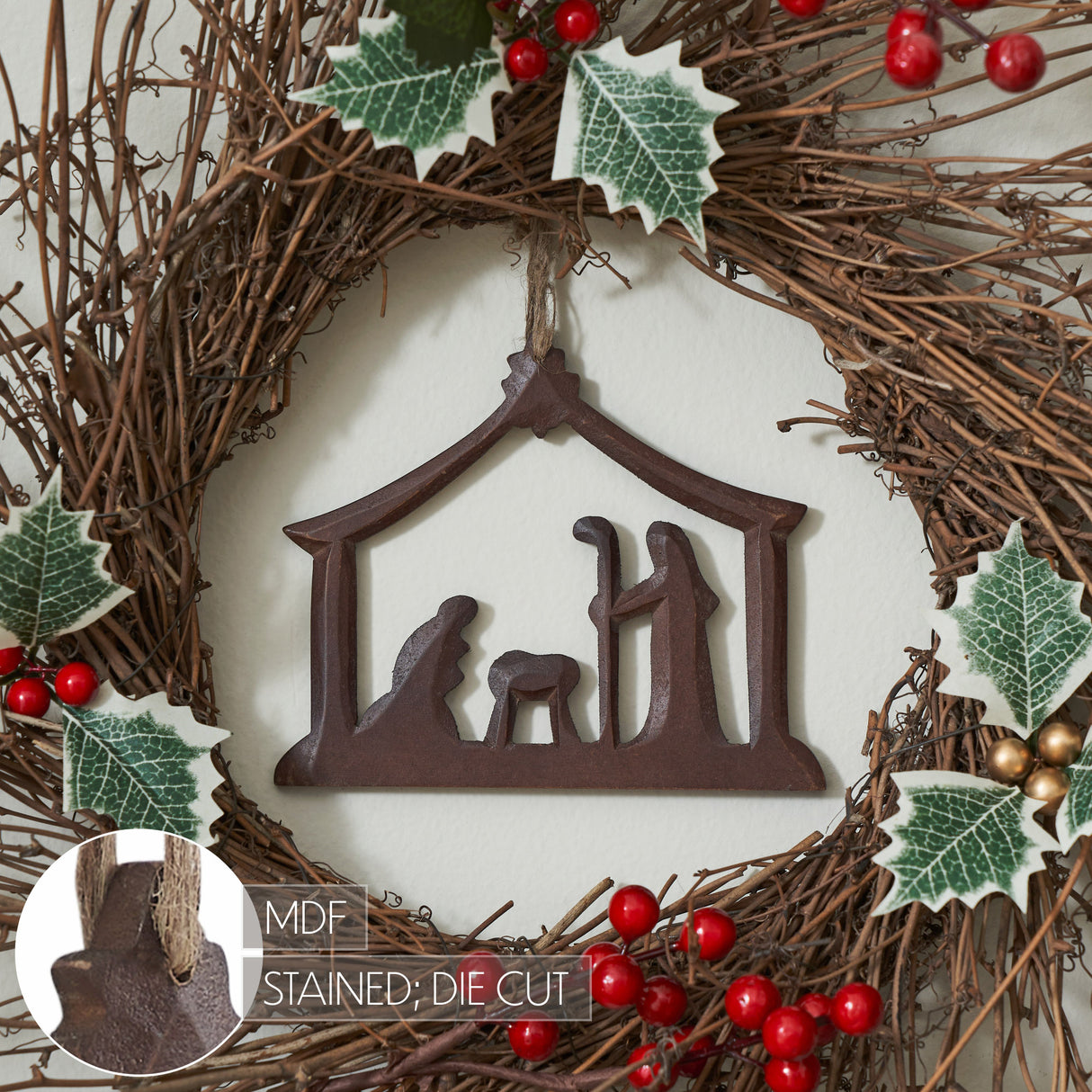 Nativity Ornament Feathered Finish