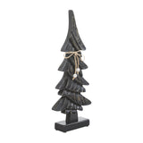 VHC Brands 2PC Primitive Pine Distressed Black Wooden Tree ,Small and Large