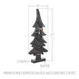 VHC Brands 2PC Primitive Pine Distressed Black Wooden Tree ,Small and Large