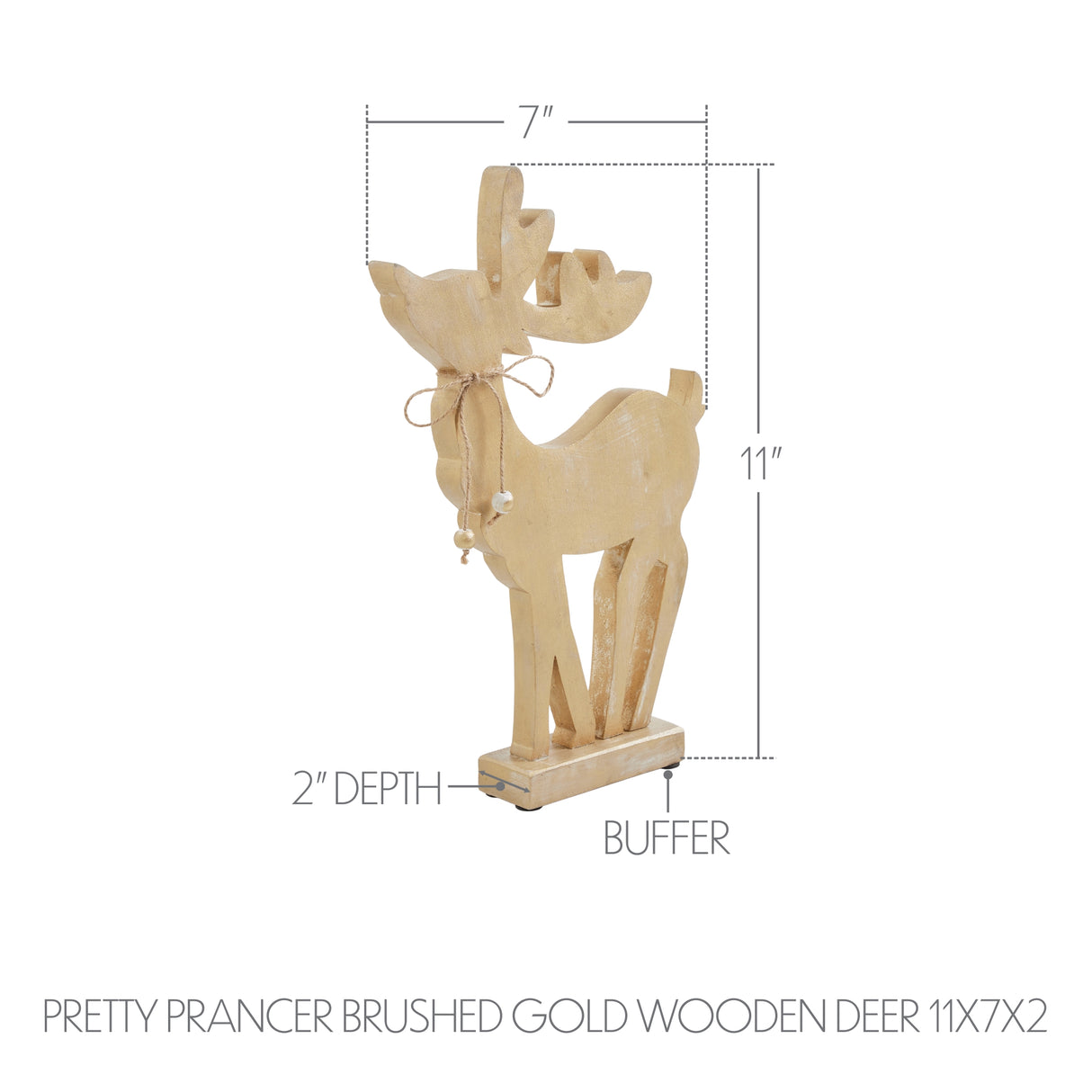 VHC Brands 2PC Pretty Prancer Brushed Gold Wooden Deer ,Small and Large