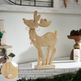 VHC Brands 2PC Pretty Prancer Brushed Gold Wooden Deer ,Small and Large