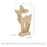 VHC Brands 2PC Pretty Prancer Brushed Gold Wooden Deer ,Small and Large