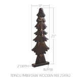 VHC Brands 2PC Tidings Timber Dark Wooden Tree ,Small and Large