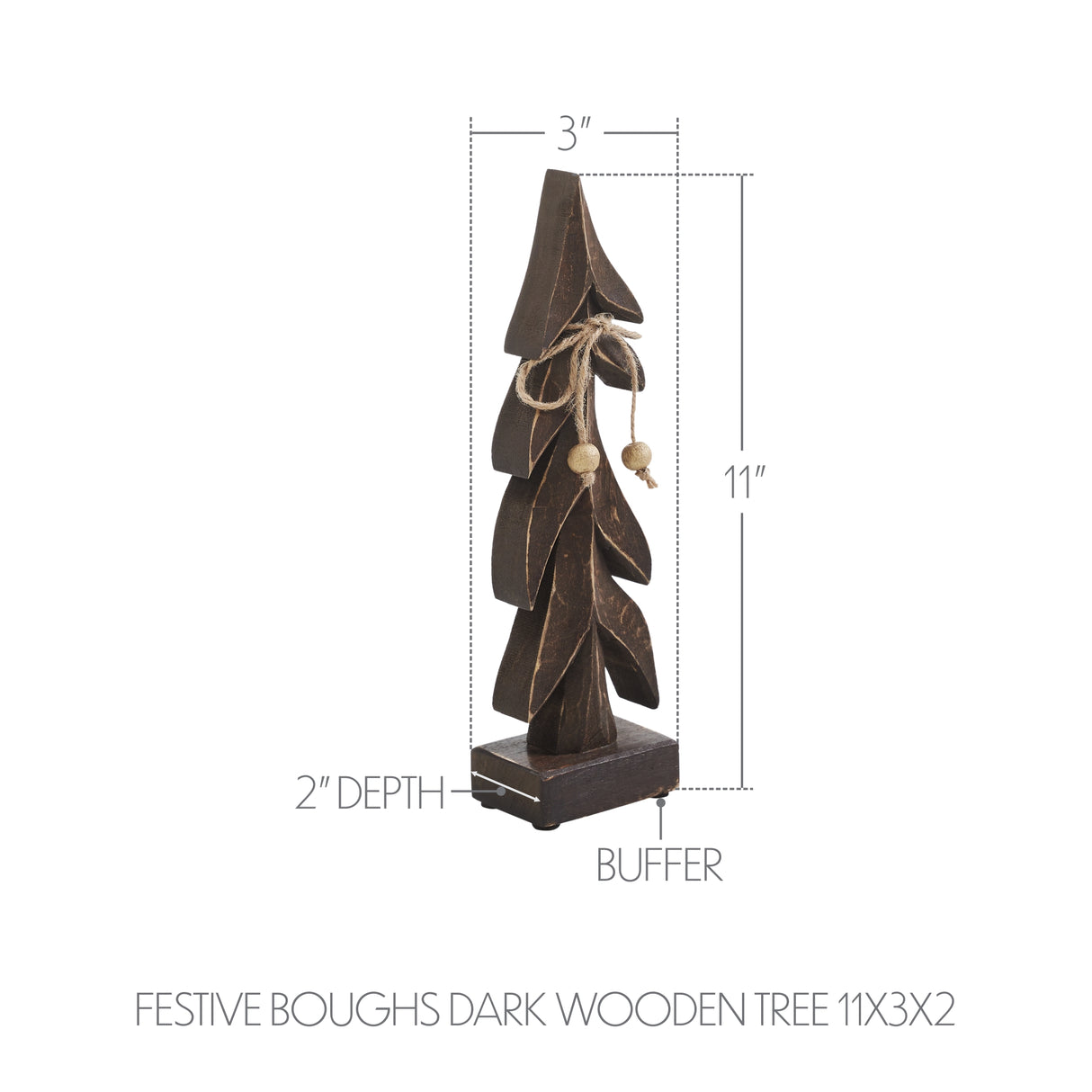 VHC Brands 2PC Festive Boughs Dark Wooden Tree ,Small and Large