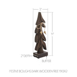 VHC Brands 2PC Festive Boughs Dark Wooden Tree ,Small and Large