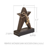 VHC Brands 2PC Primitive Wonder Dark Wooden Star ,Small and Large