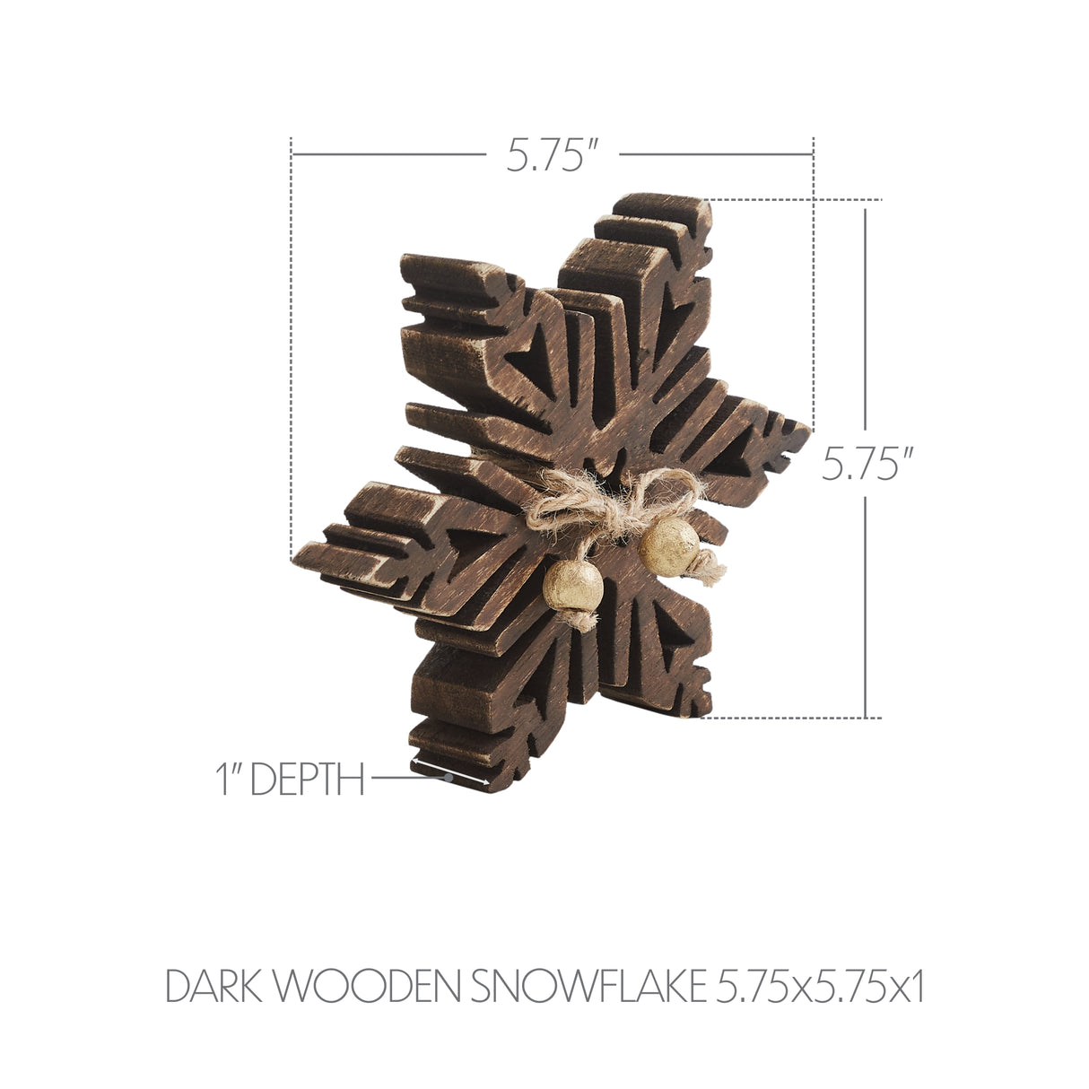 VHC Brands 2PC Dark Wooden Snowflake ,Small and Large