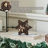 VHC Brands 2PC Dark Wooden Snowflake ,Small and Large