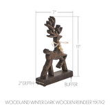 VHC Brands 2PC Woodland Winter Dark Wooden Reindeer ,Small and Large