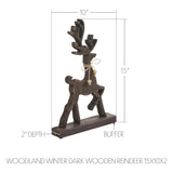 VHC Brands 2PC Woodland Winter Dark Wooden Reindeer ,Small and Large