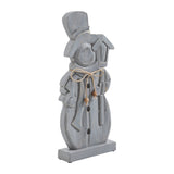 Festive Frosty Distressed Grey Wooden Snowman 16x7.5x2