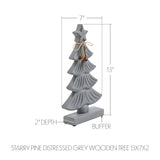 VHC Brands 3PC Starry Pine Distressed Grey Wooden Tree ,Small Meduim and Large