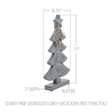 VHC Brands 3PC Starry Pine Distressed Grey Wooden Tree ,Small Meduim and Large