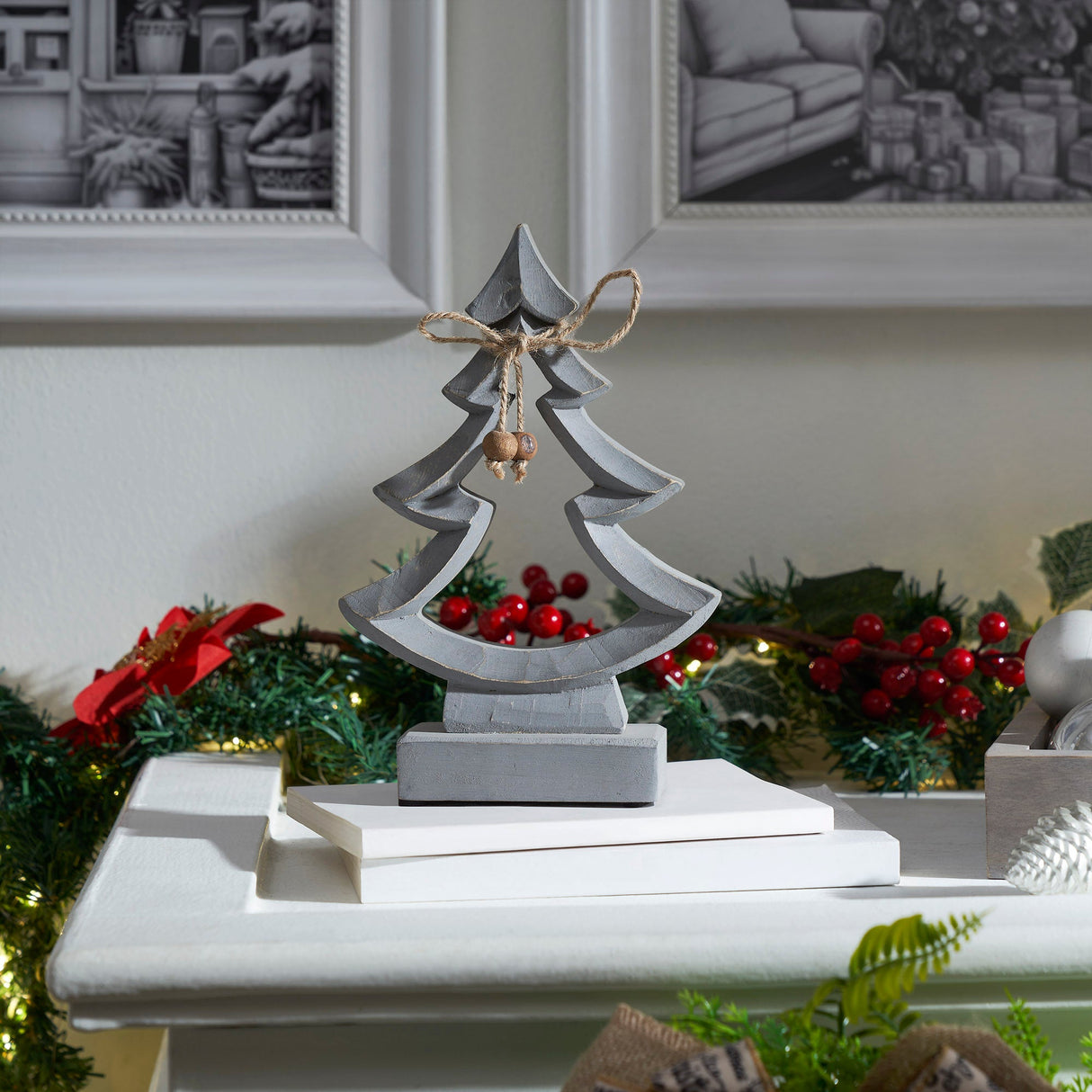 Jinglewood Distressed Grey Wooden Tree