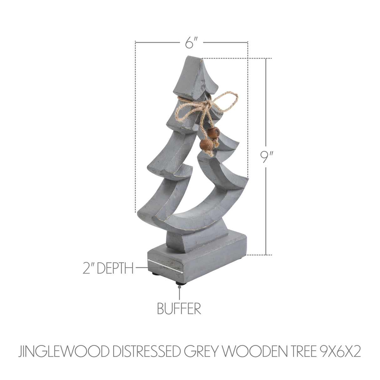 VHC Brands 2PC Jinglewood Distressed Grey Wooden Tree ,Small and Large
