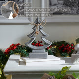 VHC Brands 2PC Jinglewood Distressed Grey Wooden Tree ,Small and Large
