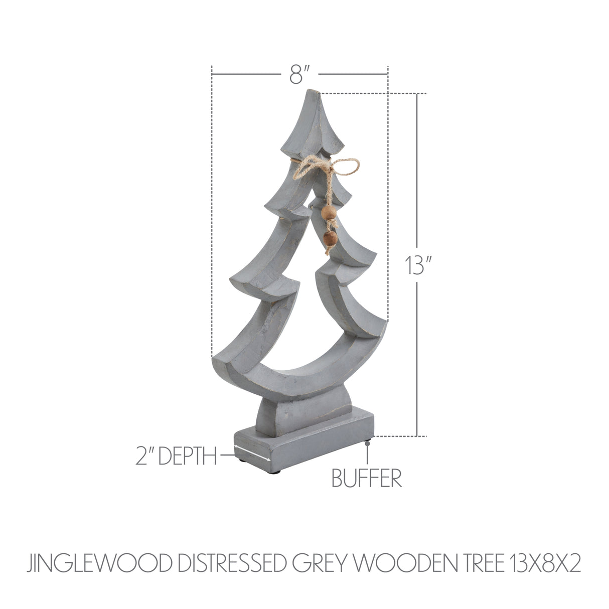 VHC Brands 2PC Jinglewood Distressed Grey Wooden Tree ,Small and Large