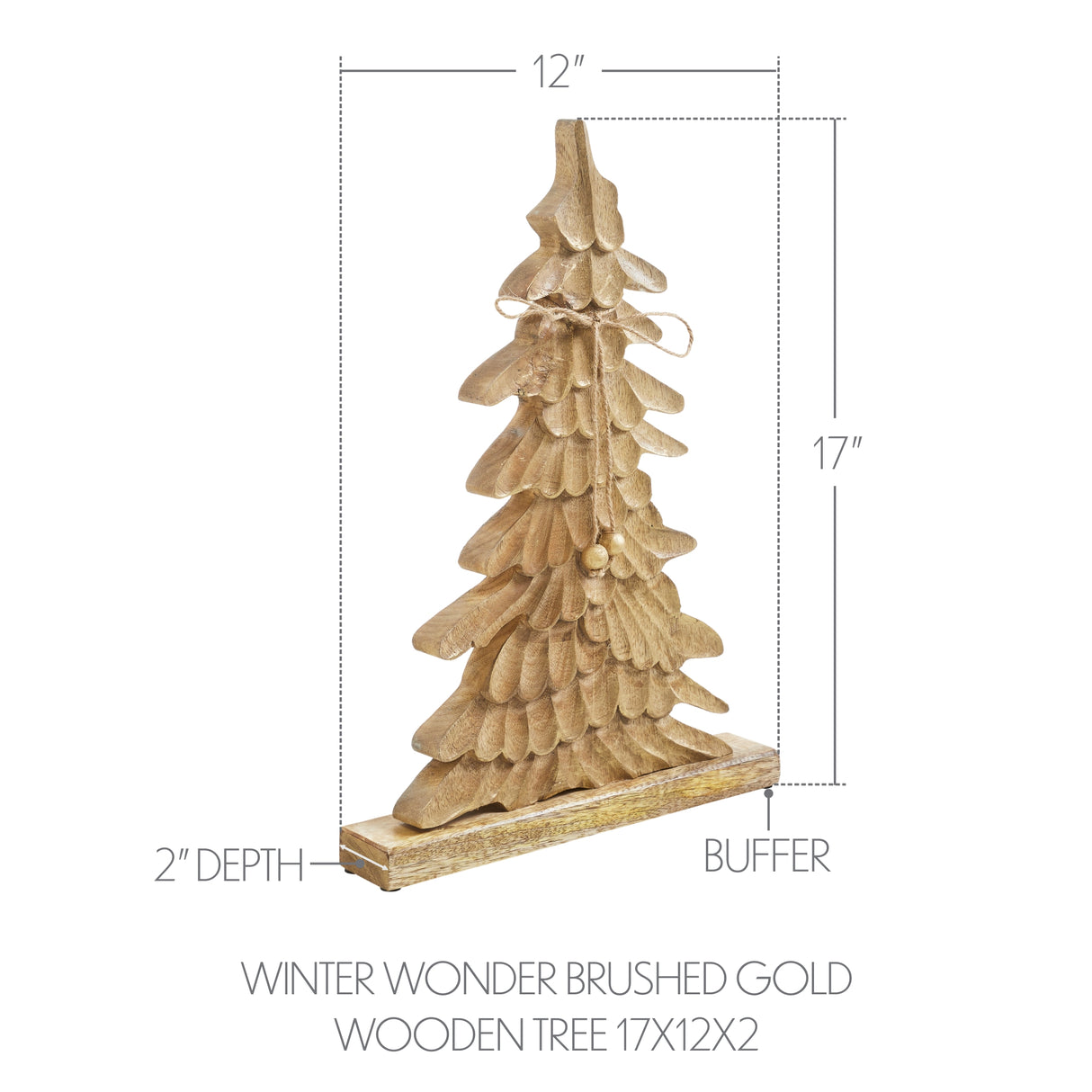 VHC Brands 2PC Winter Wonder Brushed Gold Wooden Tree ,Small and Large