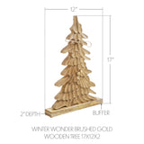 VHC Brands 2PC Winter Wonder Brushed Gold Wooden Tree ,Small and Large