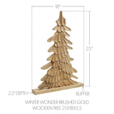 VHC Brands 2PC Winter Wonder Brushed Gold Wooden Tree ,Small and Large