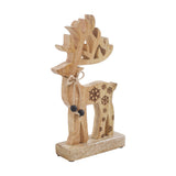VHC Brands 2PC Natural Wooden Snowflake Reindeer ,Small and Large