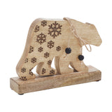 VHC Brands 2PC Natural Wooden Snowflake Bear ,Small and Large
