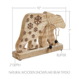 VHC Brands 2PC Natural Wooden Snowflake Bear ,Small and Large