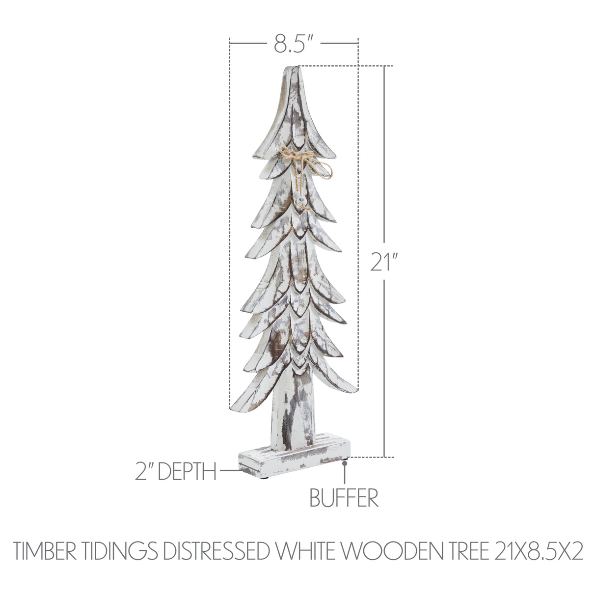 VHC Brands 2PC Timber Tidings Distressed White Wooden Tree ,Small and Large