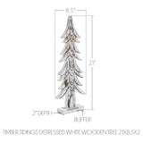 VHC Brands 2PC Timber Tidings Distressed White Wooden Tree ,Small and Large