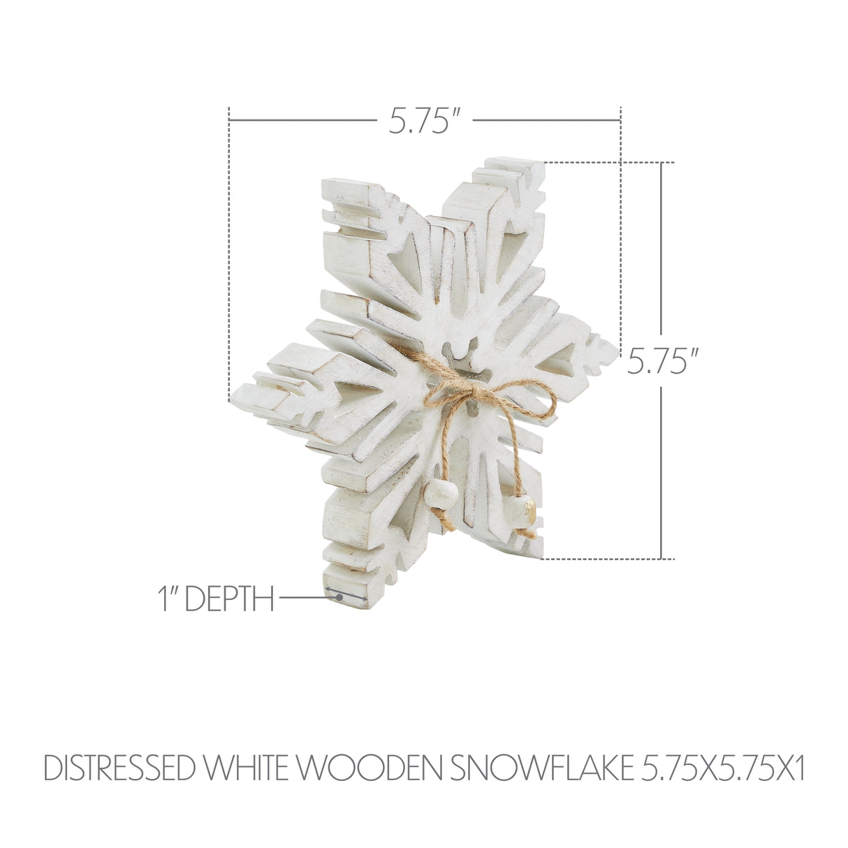 VHC Brands 2PC Distressed White Wooden Snowflake ,Small and Large