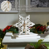 VHC Brands 2PC Distressed White Wooden Snowflake ,Small and Large