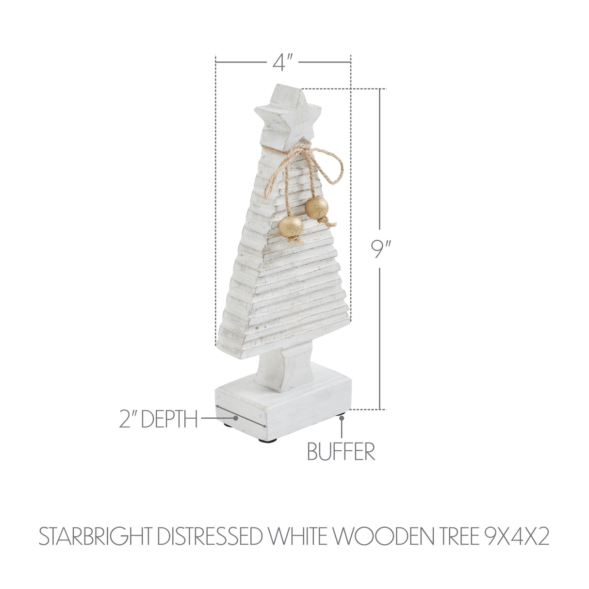 VHC Brands 3PC Starbright Distressed White Wooden Tree ,Small Meduim and Large