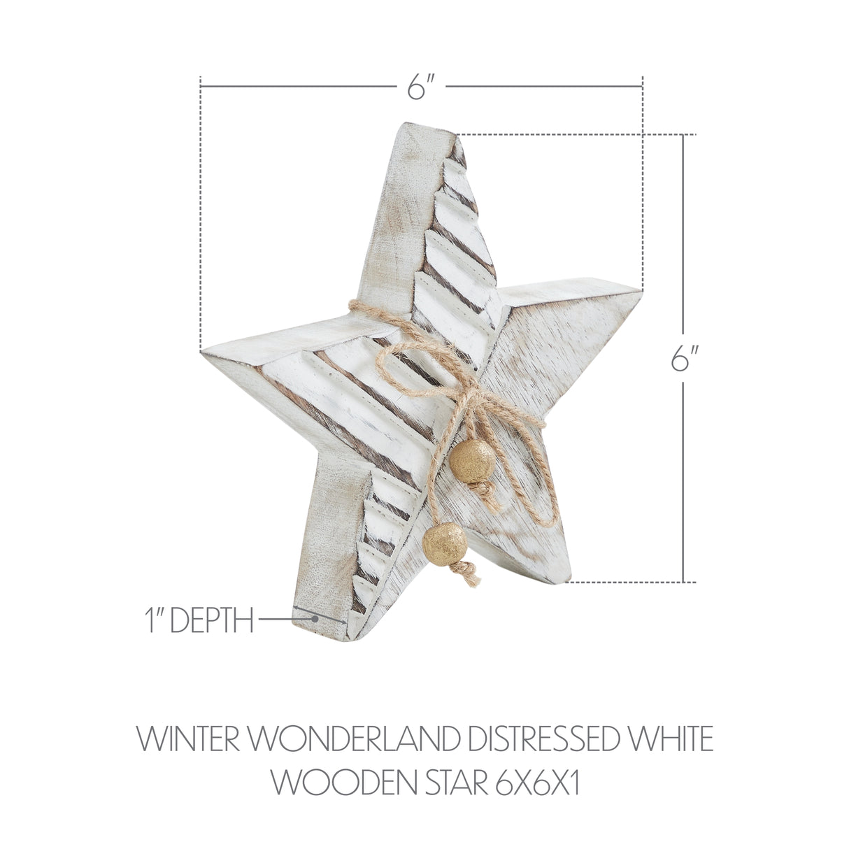 VHC Brands 2PC Winter Wonderland Distressed White Wooden Star ,Small and Large