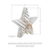 VHC Brands 2PC Winter Wonderland Distressed White Wooden Star ,Small and Large