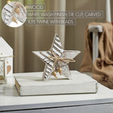 VHC Brands 2PC Winter Wonderland Distressed White Wooden Star ,Small and Large