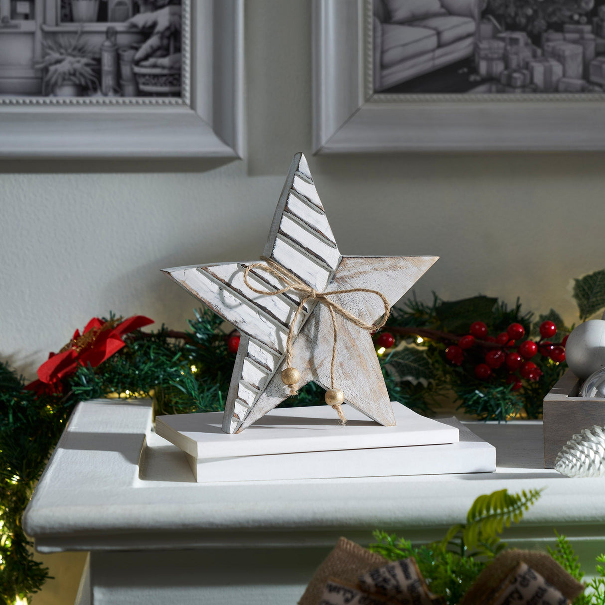 Winter Wonderland Distressed White Wooden Star