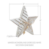 VHC Brands 2PC Winter Wonderland Distressed White Wooden Star ,Small and Large
