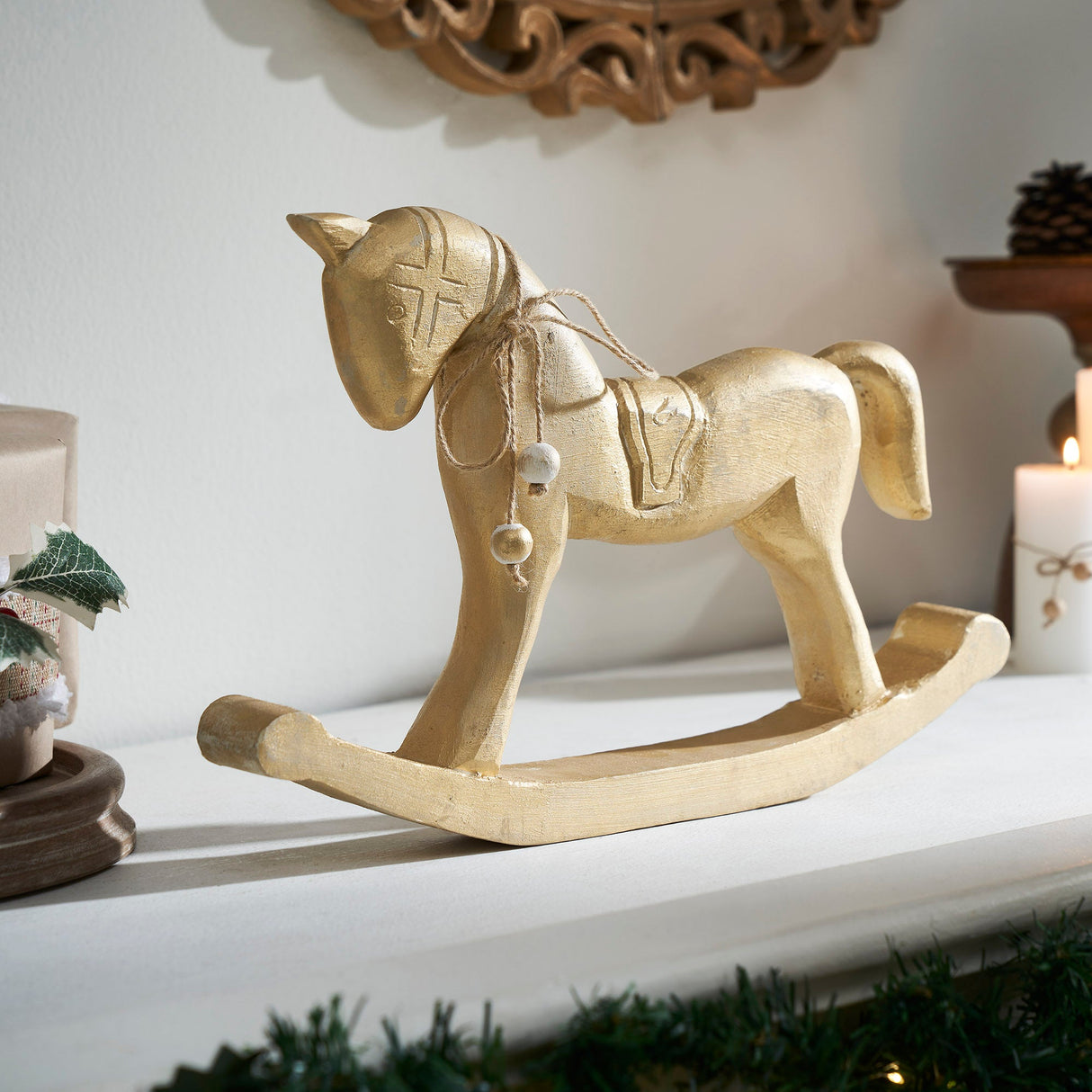 Wooden Rocking Horse Statuette 9.5x15x1.5
