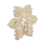 VHC Brands 2PC Yuletide Glow Brushed Gold Wooden Snowflake ,Small and Large