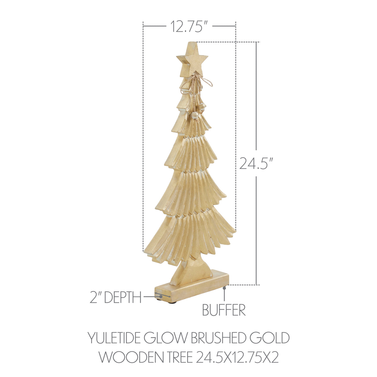VHC Brands 3PC Yuletide Glow Brushed Gold Wooden Tree ,Small Meduim and Large