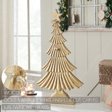 VHC Brands 3PC Yuletide Glow Brushed Gold Wooden Tree ,Small Meduim and Large