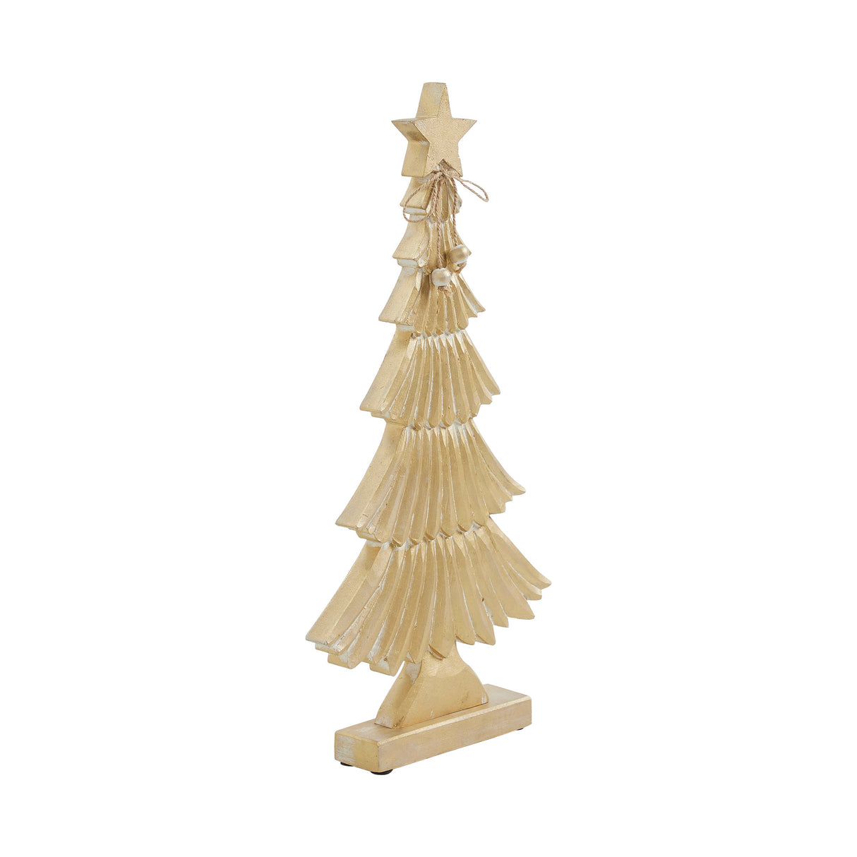 VHC Brands 3PC Yuletide Glow Brushed Gold Wooden Tree ,Small Meduim and Large