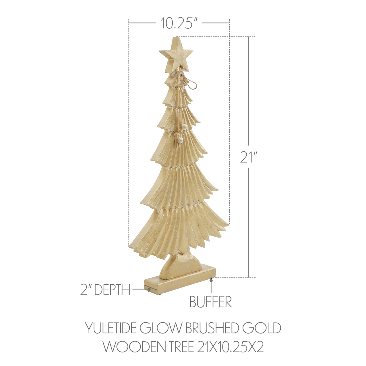 VHC Brands 3PC Yuletide Glow Brushed Gold Wooden Tree ,Small Meduim and Large