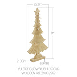VHC Brands 3PC Yuletide Glow Brushed Gold Wooden Tree ,Small Meduim and Large