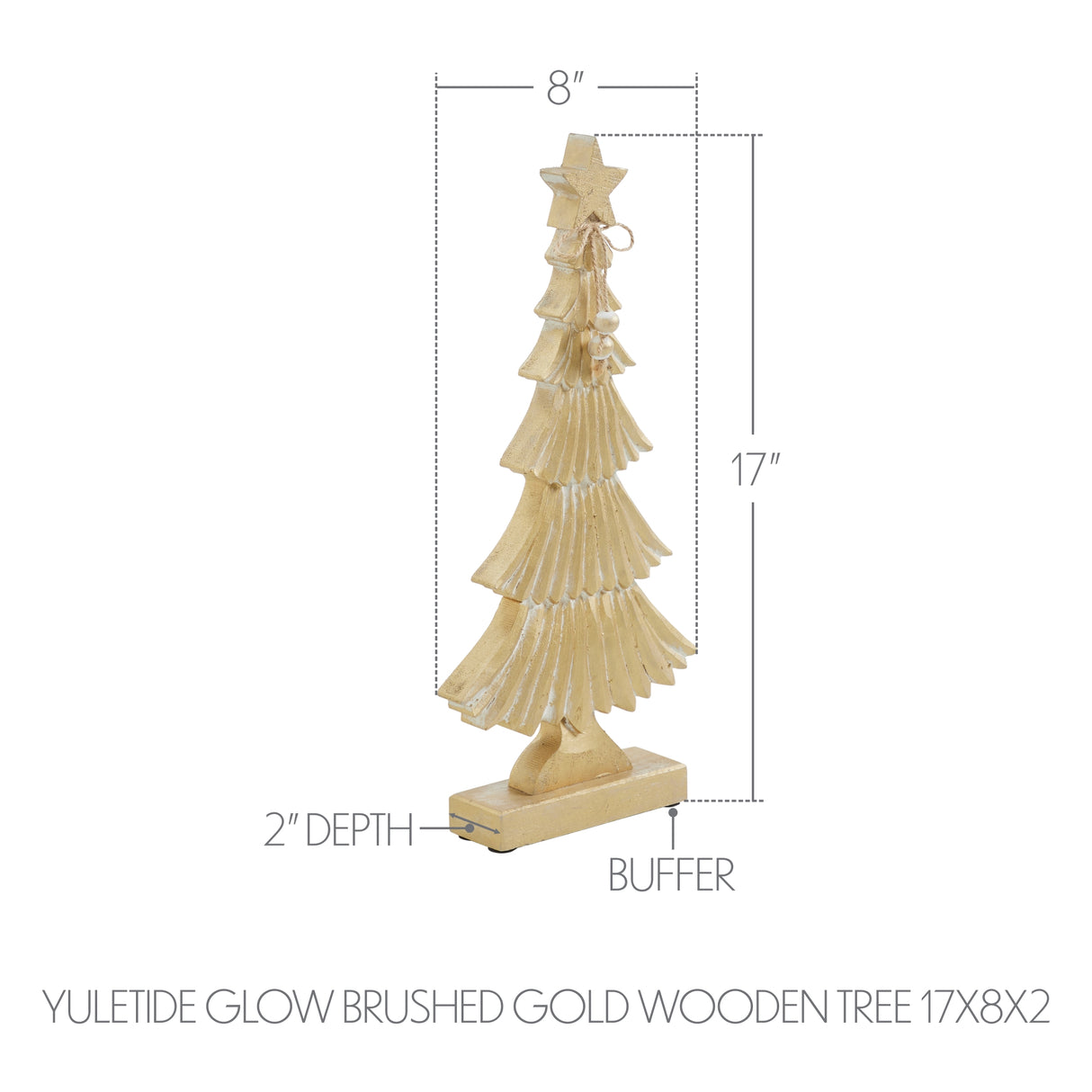 VHC Brands 3PC Yuletide Glow Brushed Gold Wooden Tree ,Small Meduim and Large