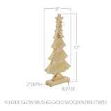 VHC Brands 3PC Yuletide Glow Brushed Gold Wooden Tree ,Small Meduim and Large