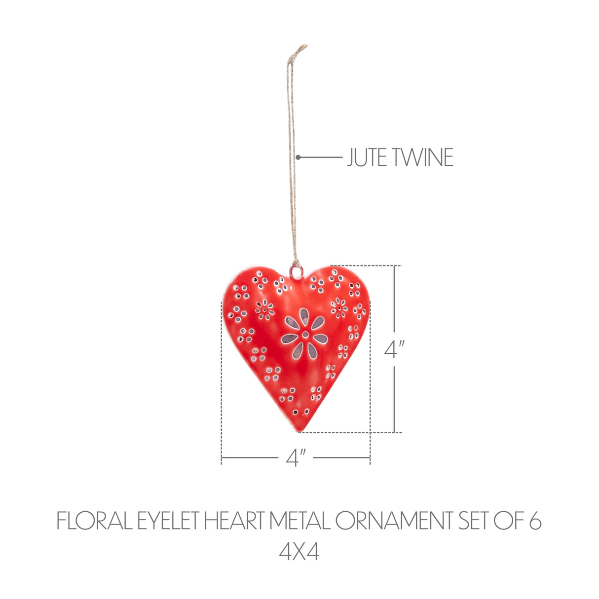 Metal Ornament Set of 6 - 4 inch