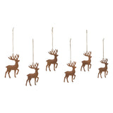 Rust Reindeer Metal Ornament Set of 6 - 5 inch
