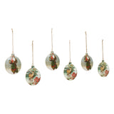 Vintage Santa and Reindeer Metal Ornaments Set of 6 - 4.75 inch