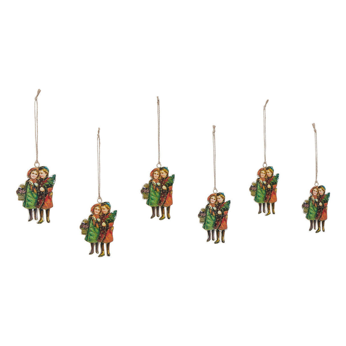 Winter Nostalgia Metal Ornament Set of 6 - 4.25 inch
